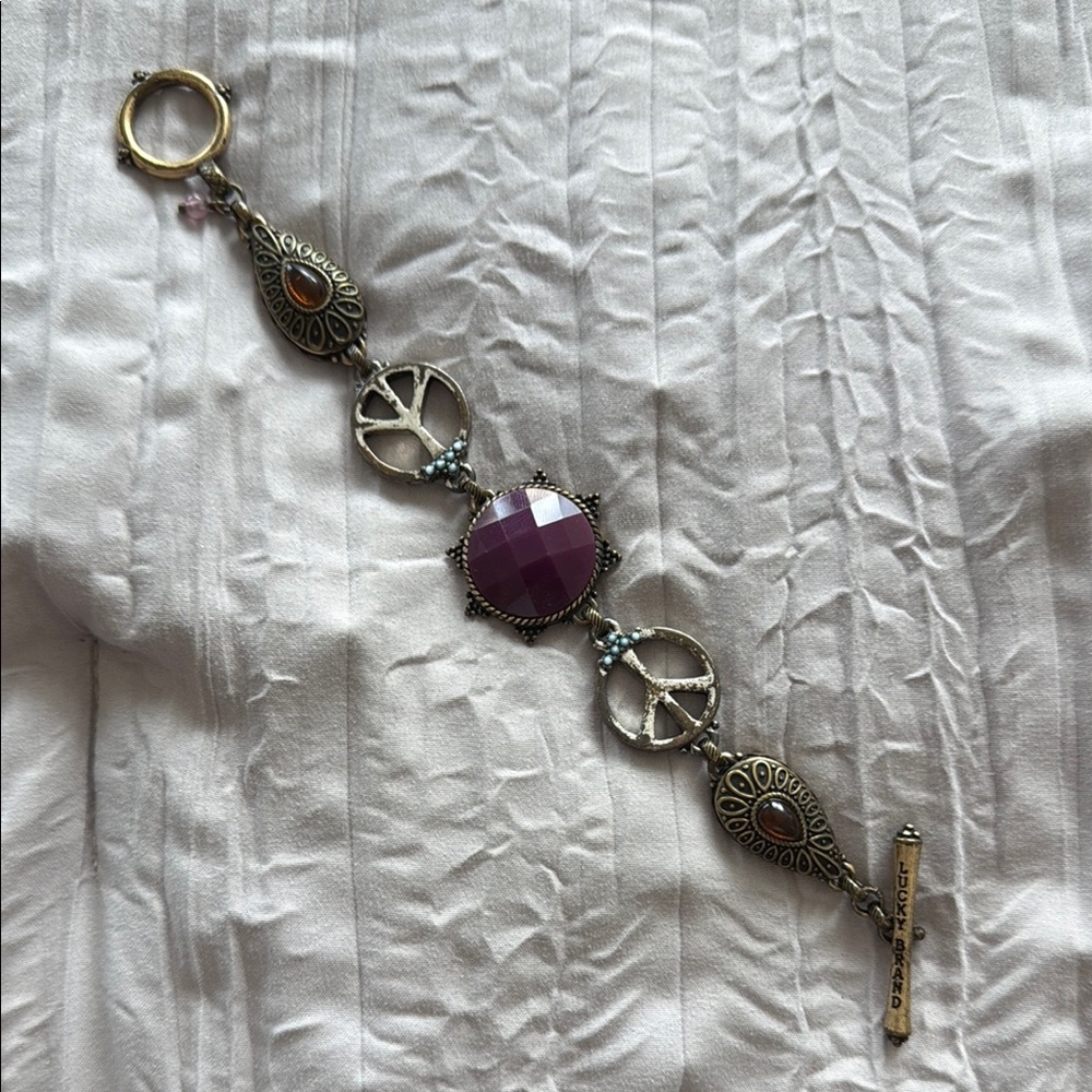 Lucky Brand Purple and Silver Peace Bracelet - Picture 1 of 4